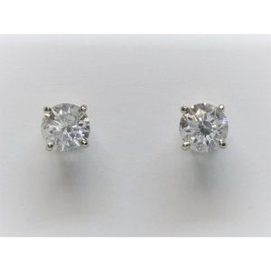 14k White Gold Push-Back Natural Diamond Studs (.60 ctw H-I/SI1-2)